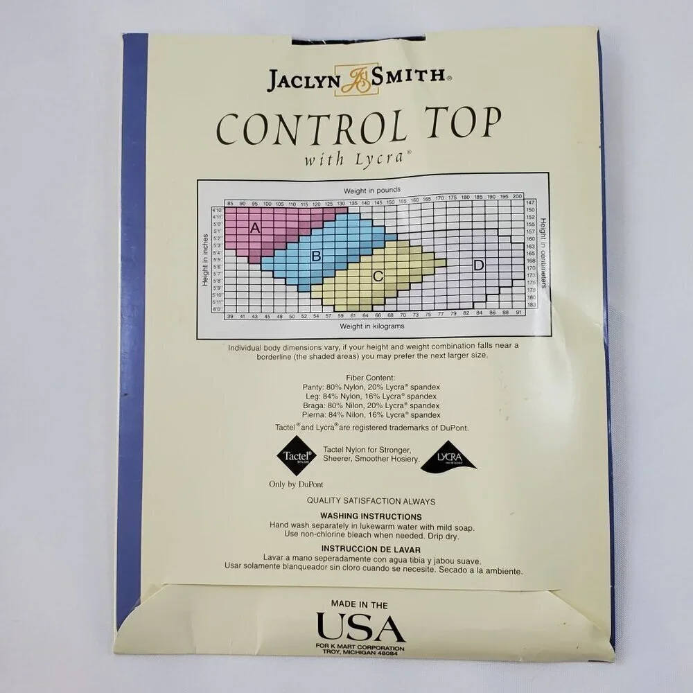 VTG Jaclyn Smith Navy Control Top Pantyhose Size A 20 Denier Sandalfoot